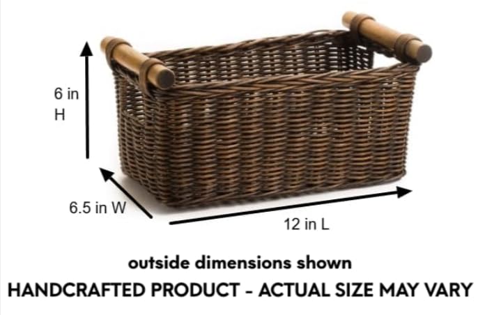 Petit Pole Handle Wicker Storage Basket (Medium / Antique Walnut Brown)