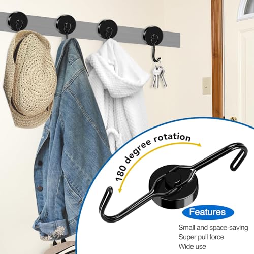 Magnetic Hooks Magnet Hook for Cruise Cabins Fridge 120LBS 8 Pack (Black / 1.26in)