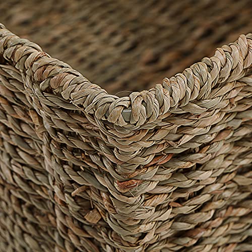 Wicker Storage Baskets for Organizing (13 x 13 x 7.5 inches / Natural (Seagrass))
