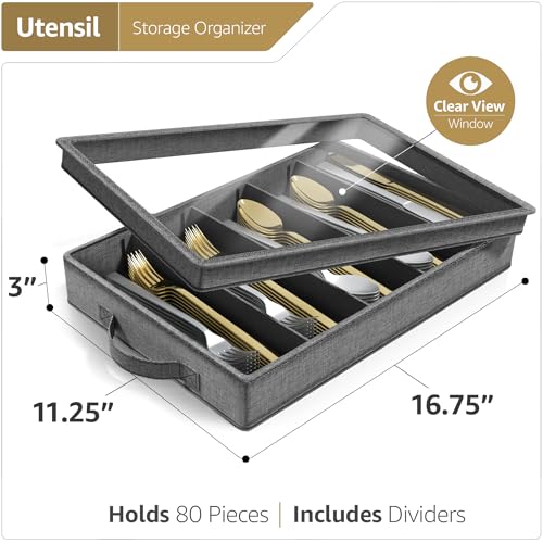 Flatware Storage Box (Gray / 1 Piece Silverware Storage)