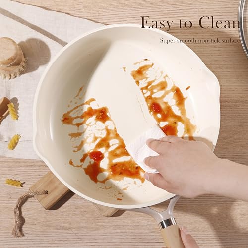 10" Ceramic Frying Pan with Lid (Taupe / 10 inch With Lid)