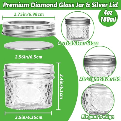 4oz Glass Mason Jars with Airtight Lids (4oz-40pcs-D)