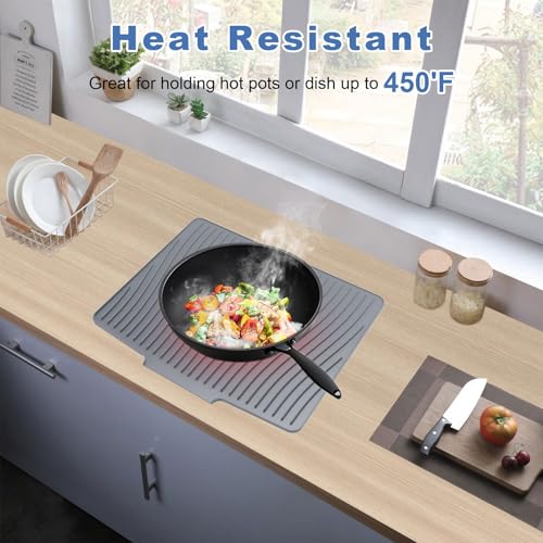 Silicone Dish Drying Mat with Drain Lip 23.6'' x 17.9'' Non (23.6'' x 17.9'')