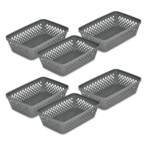 Plastic Storage Basket Set (Grey / Medium)