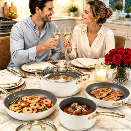 7 Piece Ceramic Cookware Set (White / 7pc set)