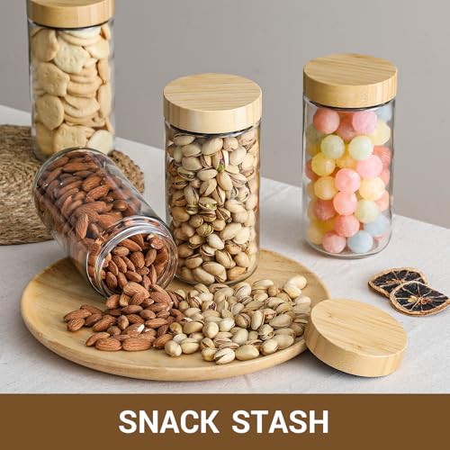 4 pack 24oz Glass jars with Airtight Lids (Natural-4-24oz)