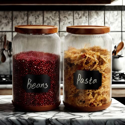 Striped Borosilicate Glass Airtight Canisters (1 Gallon (Striped 2 pack))