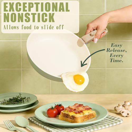 Non Stick Pots and Pans Set (Saga Green)