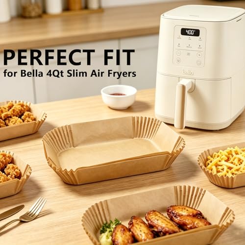 Air Fryer Liners for Bella 4Qt Slim Air Fryer (8.3 Inch Rectangle)