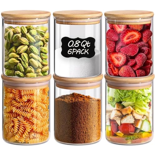 Glass Storage Containers with Lids 0.8 Qt (0.8 Qt x 6)