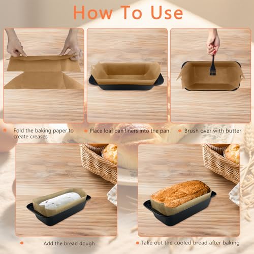 100 Pcs 9x5 in Loaf Pan Liners for Baking Bread Pan Parchment Paper (14.92*5 inch)