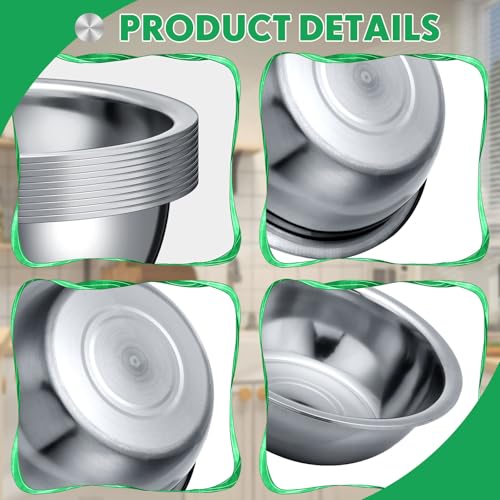 20 Pcs Stainless Steel Mixing Bowls Bulk (8.66 x 3 Inch)