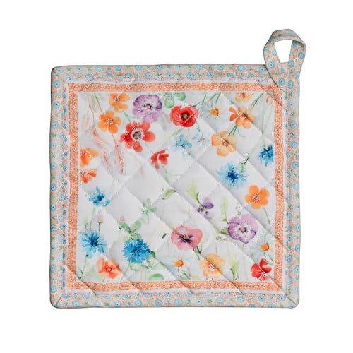 Pot Holders 100% Cotton Potholders (039 - Summer Whisper / 8" x 8" (Pot Holder Pack of 1))
