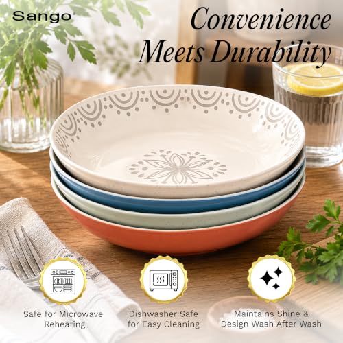 4 Piece Speckled Stoneware Pasta Bowl Set (Glazed Garden / Pasta Bowl Set)