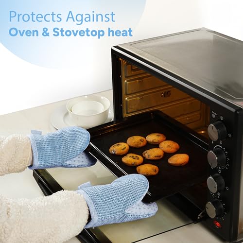BBQ Gloves & Potholders Set (03: Oven Mitts - Cornflower / Oven Mitt Set - 4 Pack)