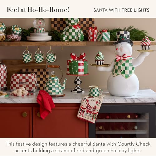 Set of 2 Cotton Dish Towels (Santa With Tree Lights / 2-Pack)