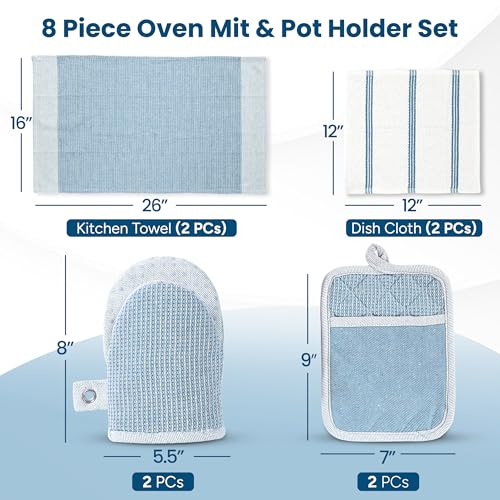 Silicone Oven Mitts Set (03: Oven Mitts - Cornflower / Oven Mitt Set - 8 Pack)