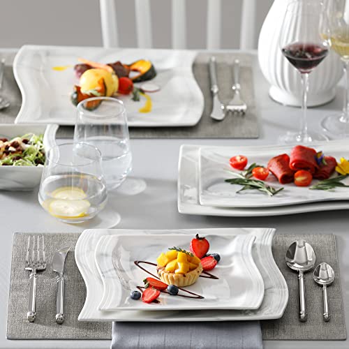 26 Piece Marble Grey Square Dinnerware Sets (26 Piece(Service for 6) / Marble Grey)
