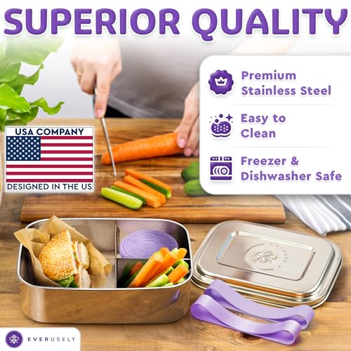 Stainless Steel Bento Box + Condiment Container (Lavender / 27oz / 800ml)