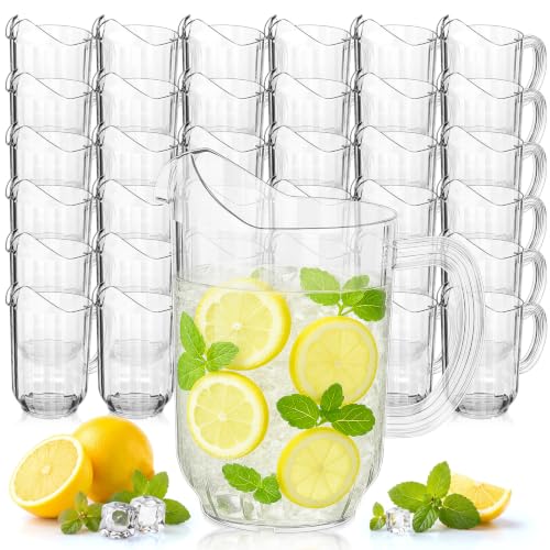 Tessco 36 Pcs Plastic Pitchers 60 Oz Clear Water Beer Jug Large (Classic)