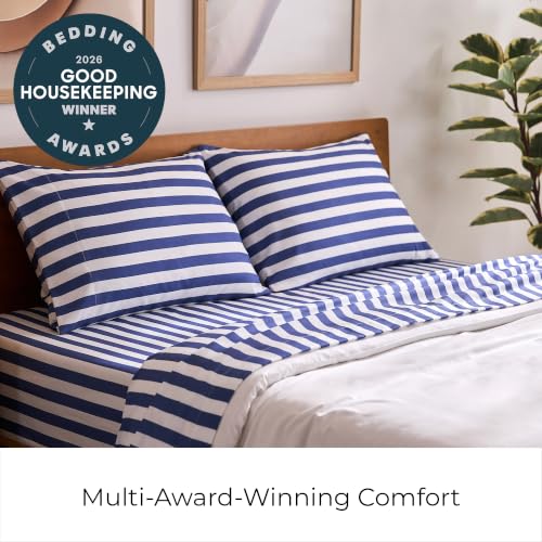 Iconic 5 Piece Sheet Set (3493 Oxford Stripe Blue Nova / Split King)