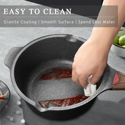 10PCS Sauce Pan Set (Black / 2 Quarts + 3 Quarts + 4 Quarts)