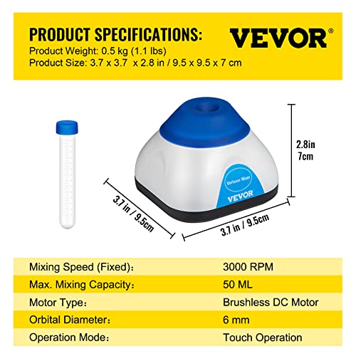 Vortex Mixer 3000RPM Mini Vortex Mixer Shaker (Blue)