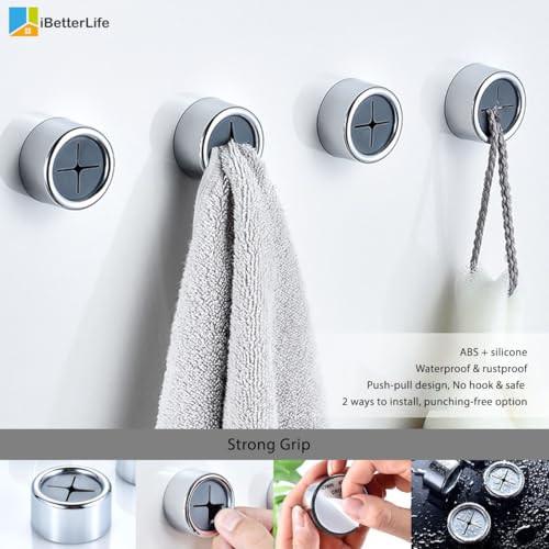 iBetterLife Adhesive Towel Holder for Kitchen (Adhesive Kitchen Towel Hook, Grey)