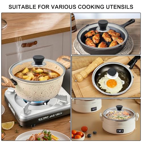 Glass Lid for Frying Pan 8 Inch Tempered Glass Pot Lid Cover with Stainless Steel Rim for 8 Inch Frying Pan Wok Pot Skillet (8 inch)