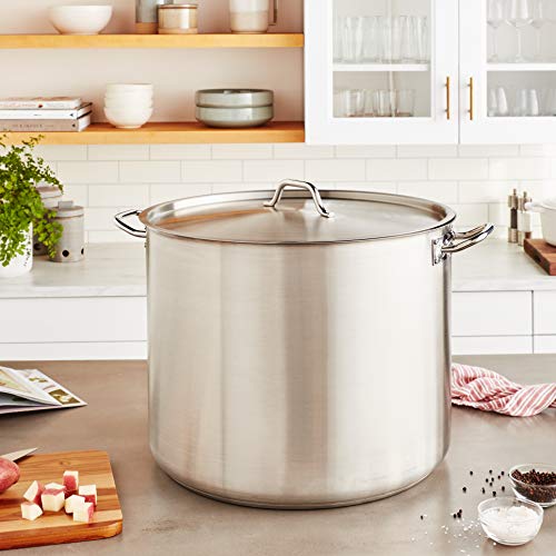 Silver 80 qt Stainless Steel Stock Pot with Cover (80 Quarts / Pot With Cover)
