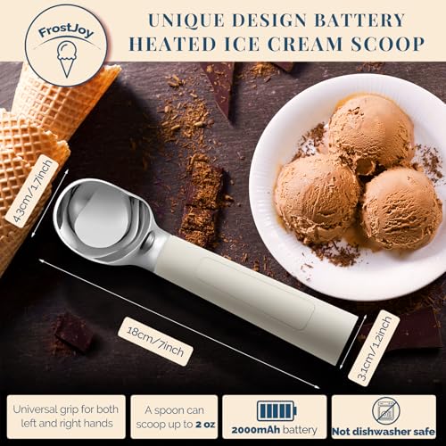 Heated Ice Cream Scoop Rechargeable (White / 2 oz)
