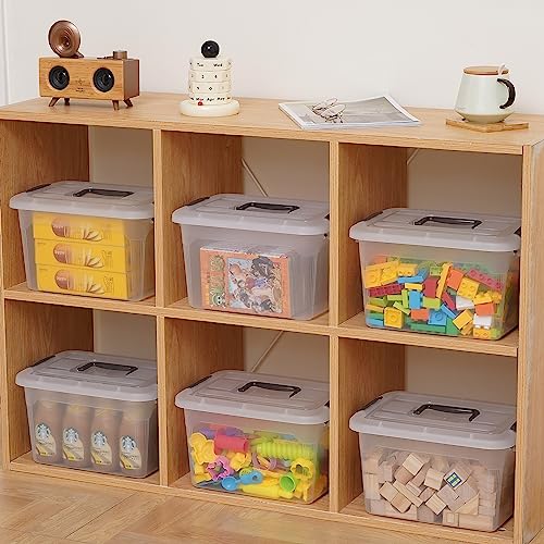 6 Packs 8.5 QT Storage Bins with Lids Clear Plastic Bins with Grey Handle Stackable Storage Containers for Organizing (8.5QT / 6 PACK)
