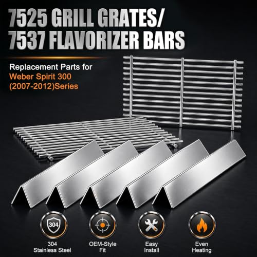 7525 Grill Grates 7537 Flavorizer Bars for Weber Genesis Silver B (S5 7639+7537)