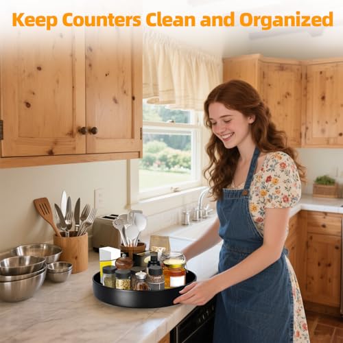 Metal Lazy Susan Organizer (12'' Black-1 Tier)