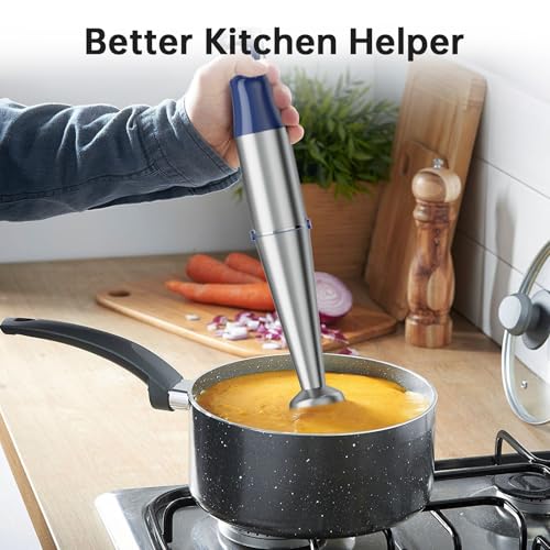 Immersion Blender Handheld 5 in 1 Hand Blender Set 1100W Heavy Duty (Navy Blue / 5 in 1)