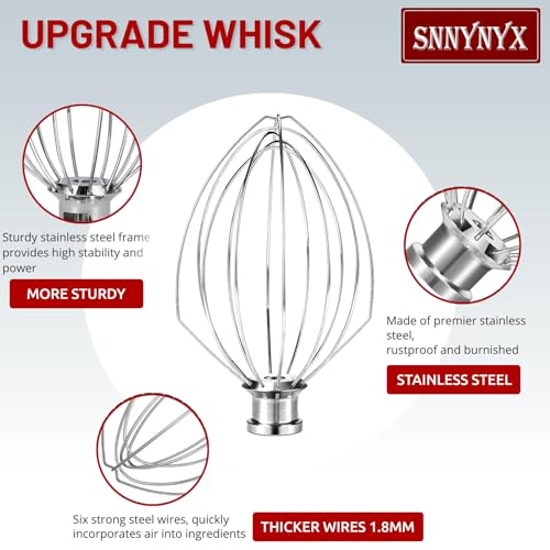 Stainless Steel Whisk Attachment for KitchenAid 5 Qt Bowl (Fits Bowl-Lift K4/K5/5SS/KSM5/KP25/KG25/Pro500)