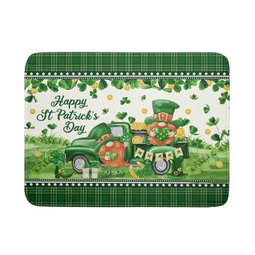 Shamrock Truck Dish Drying Mat Buffalo Check Dish Drainer Mat 18x24 inch Reversible Microfiber Quick Dry Rack Pad for Kitchen Counter Sink (Shamrock Truck Plaid / 18" x 18")