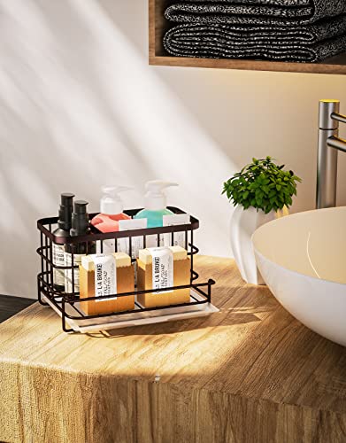 Multifunctional Kitchen Sink Caddy with Removable Drain Tray (Bronze)