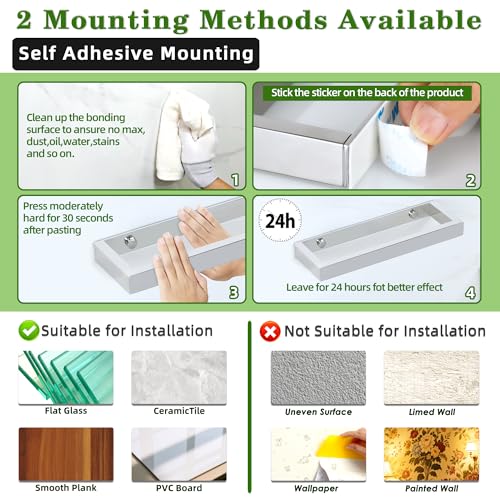 8'' Hand Towel Holder Towel Bar for Bathroom Wall Mounted (Polished Chrome / 8-Inch)