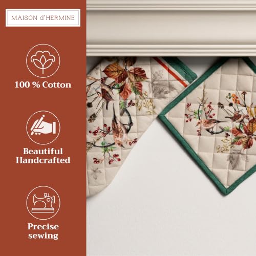 100% Cotton Oven Mitt & Pot Holder Set (053 - Recolte / 7.5" x 13" & 8" x 8" (Oven Mitt & Pot Holder))