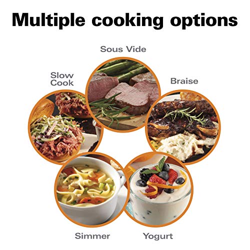 Portable 6 Quart Set & Forget Programmable Slow Cooker (Temp Tracker, Black Stainless)