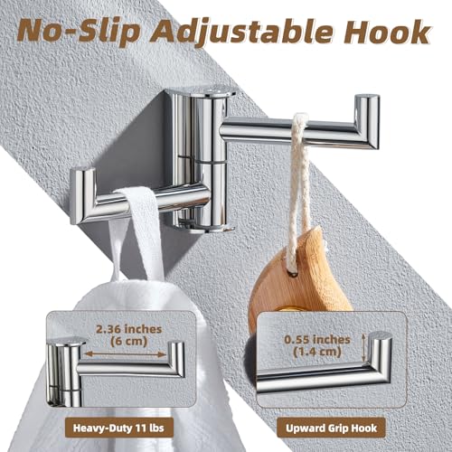 Polished Chrome Swivel Towel Hook with 2 Rotating Arm (1 Pack / Polished Chrome)