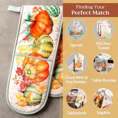 Double Oven Mitts 100% Cotton Double Oven Glove (085 - Lumina / 7" x 35" (Double Oven Mitt))