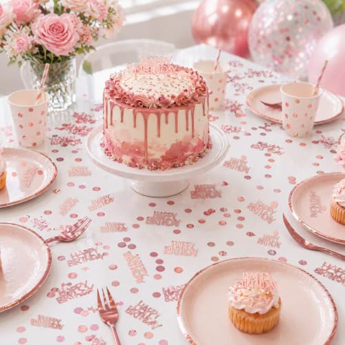 Rose Gold Happy Birthday Confetti for Table Decorations (Rose Gold Birthday)