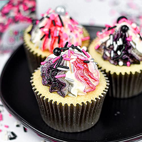 Black Pink Sprinkles for Cake Decorating (4 Ounce)