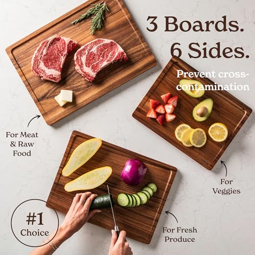 Walnut Cutting Board (Dark Brown / 3-Piece)