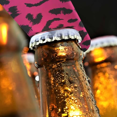 Leopard Print Stainless Steel Bottle Opener Jaguar Animal Fur Fashion Natural Skin Black Pink Wild Spot Flat Beer Bottle Opener Keychain for Home Kitchen Bar Restaurant Party Birthday Gift (Leopard Print)