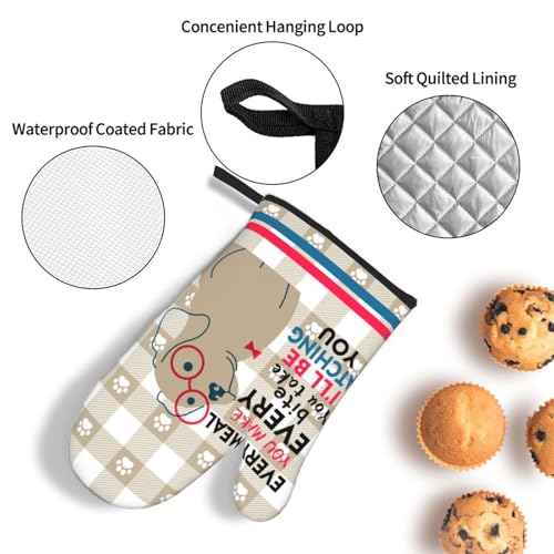 Funny Dog Oven Mitts and Pot Holders Sets of 3 Cute Oven Gloves (Funny Dog)
