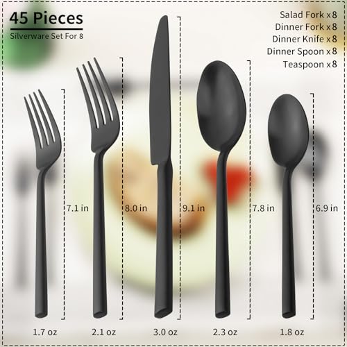 Potter Black 45 (Satin-Black / 45 pieces for 8)