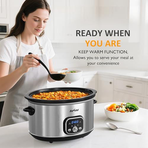 Slow cooker Pot 8.5 QT Programmable Stainless Steel Color (8.5 Quarts / Silver)